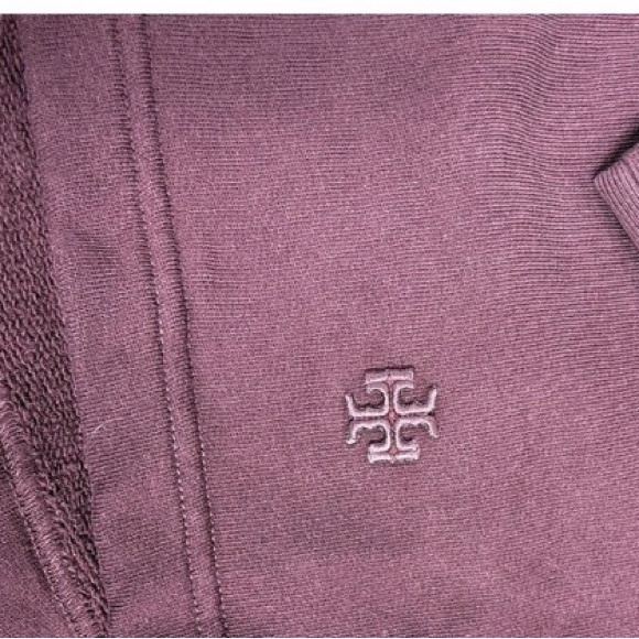Tory Burch Sport Burgundy/Merlot with White Chevron Hoodie EUC - Picture 5 of 7